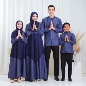 Maheera Zulaikha Midnight Blue Sarimbit Keluarga 2026 Baju Lebaran Couple Keluarga Ayah Ibu Anak