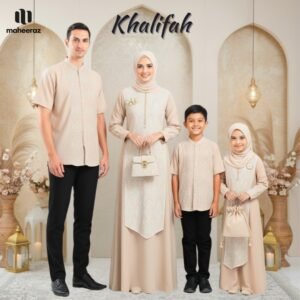 Maheeraz Khalifah Sarimbit Keluarga 2026 Baju Lebaran Couple Keluarga Ayah Ibu Anak Ivory