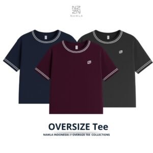 NAWLA - Baju Atasan T-Shirt Pria Lengan Pendek Oversize Fit Tee Bahan Cotton CVC Winter Color Season