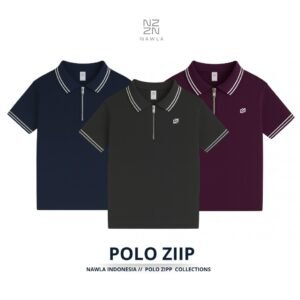 NAWLA - Baju Atasan Pria Lengan Pendek Polo Shirt Series ZIIP Bahan Cotton CVC Winter Color Season